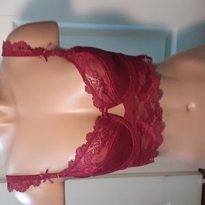 VARSBABY BURGUNDY LACE BRA 34C
